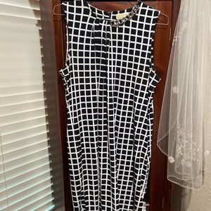 Michael Kors black and white dress size L partially chained neckline